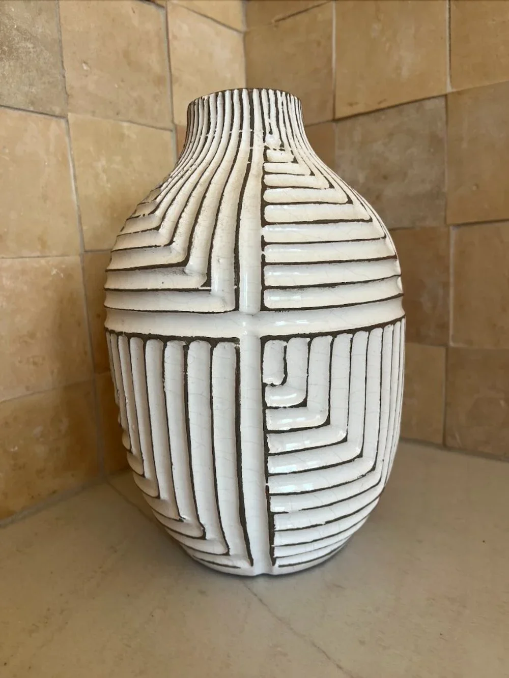 West Elm Ribbed Ceramic Stoneware Vase